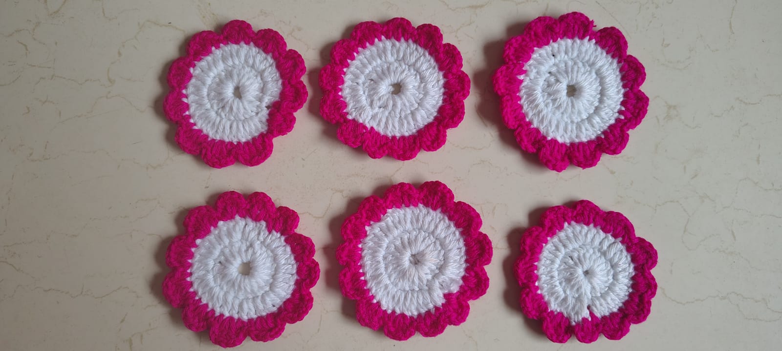 Pink & White Crochet Flower Bowl (Single)