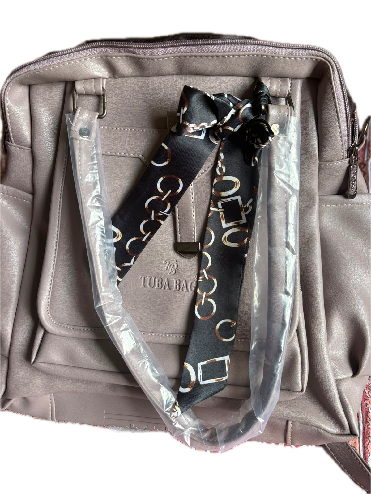 TUBA BAG Premium Women's Leather Tote Handbag with Shoulder Strap - Grey