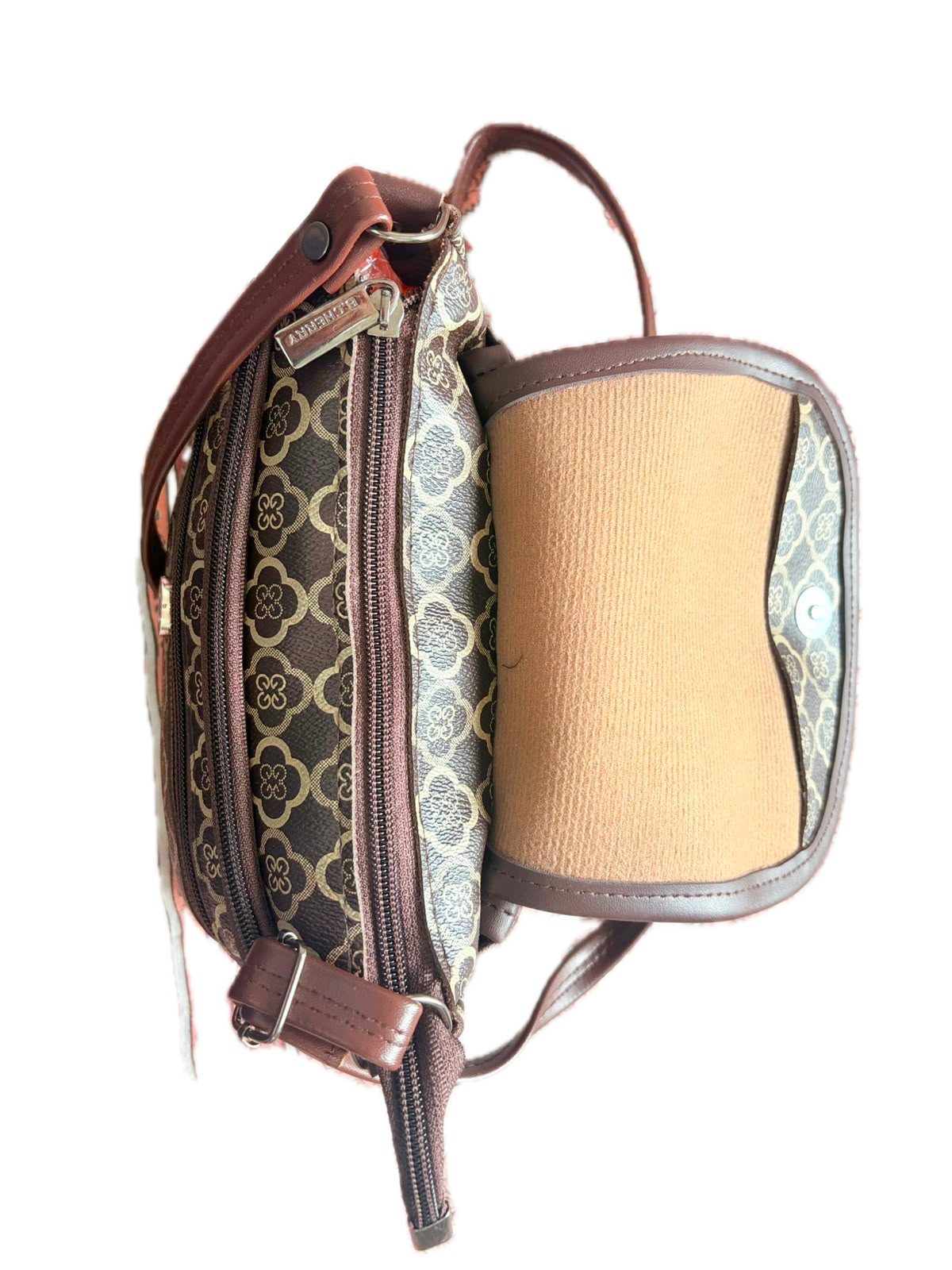 Women's Brown Floral Print Crossbody Sling Bag