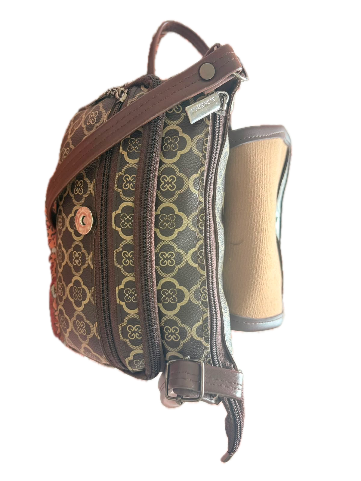 Women's Brown Floral Print Crossbody Sling Bag