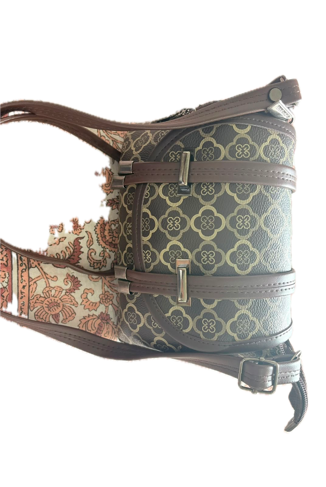 Women's Brown Floral Print Crossbody Sling Bag