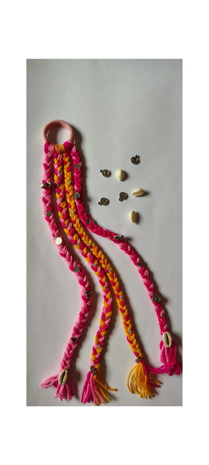 Boho Braided Rakhi – Pink & Orange