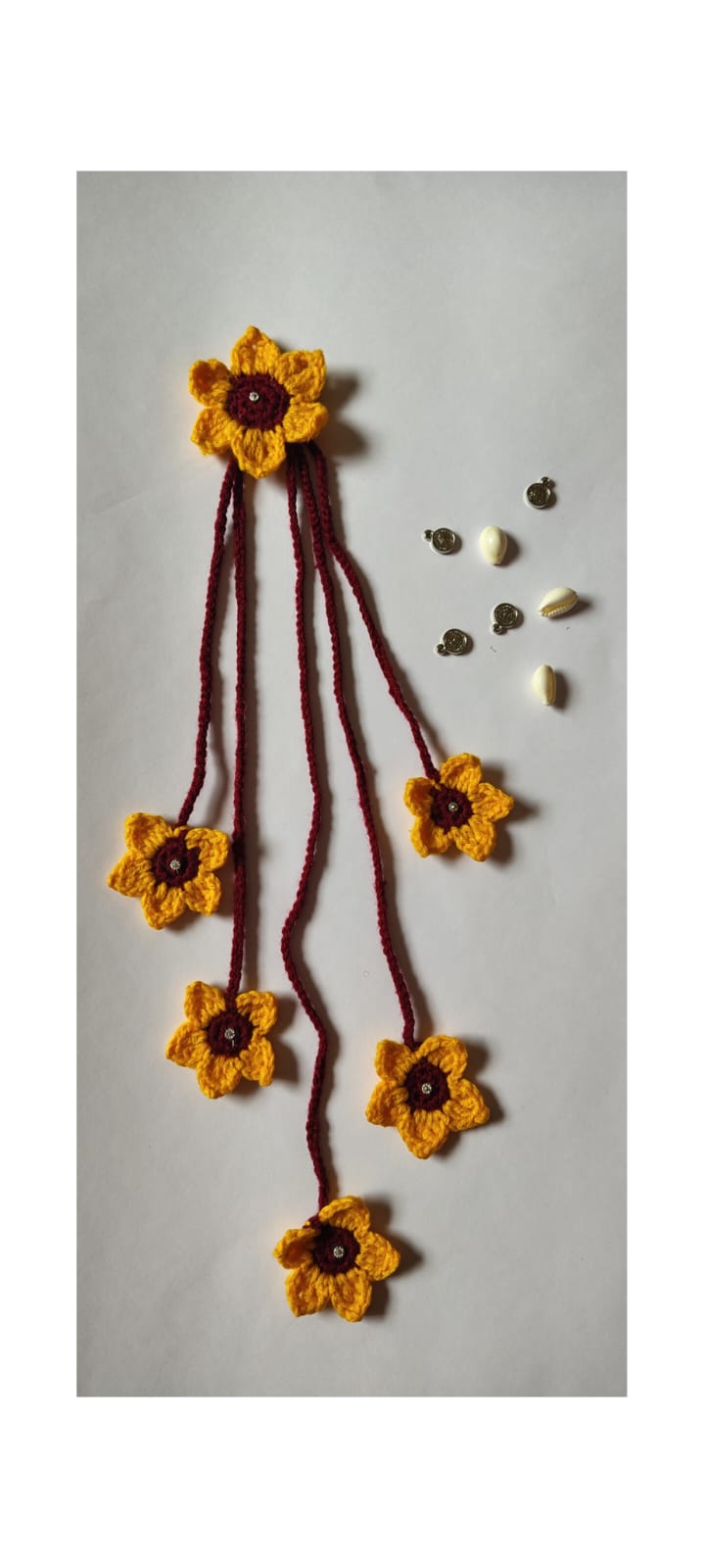 Crochet Sunflower Dangler Rakhi