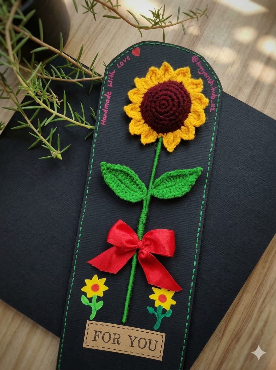Crochet Sunflower Gift Bookmark