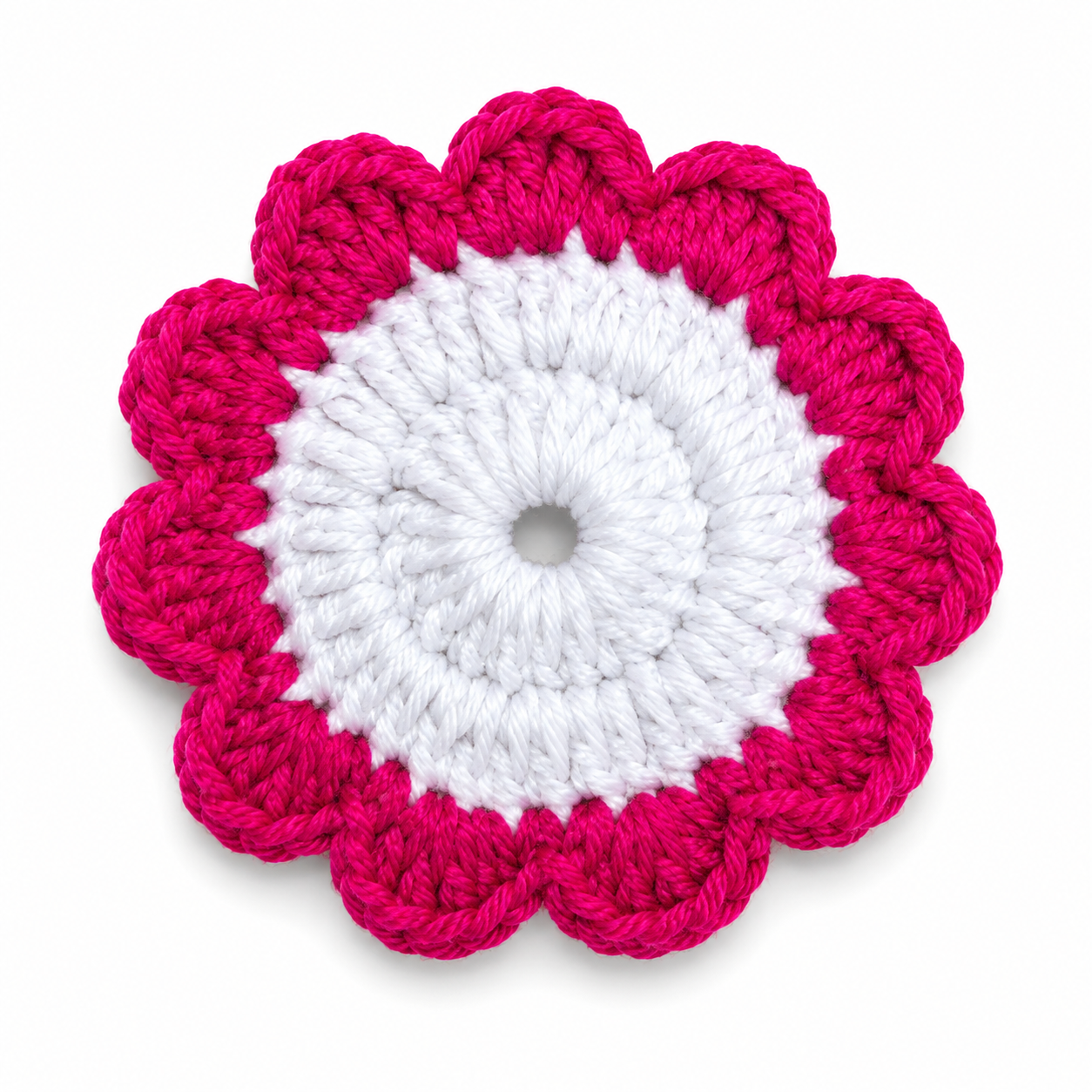 Pink & Orange Crochet Flower Coasters (Set of 6)