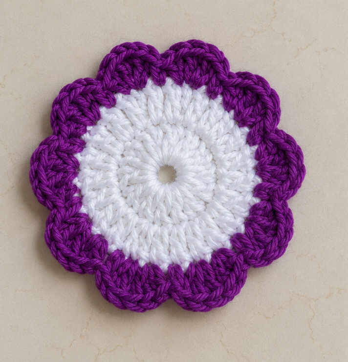 Rainbow Crochet Flower Coasters (Set of 6, Assorted Colours)