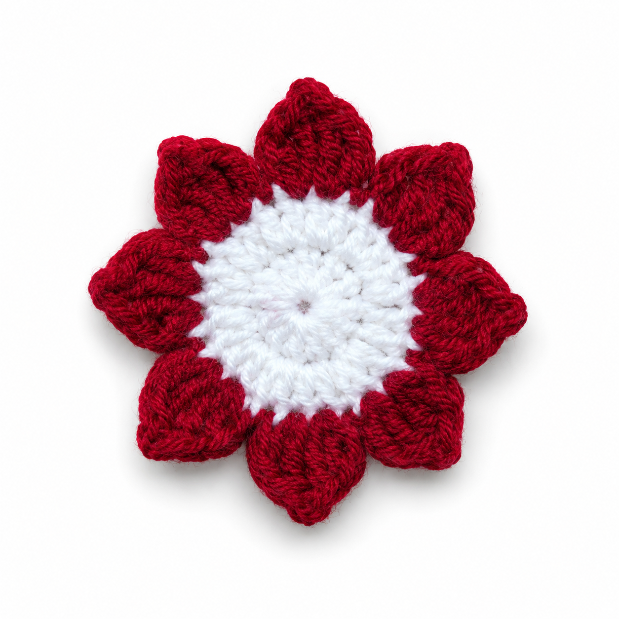Red & White Crochet Flower Coaster