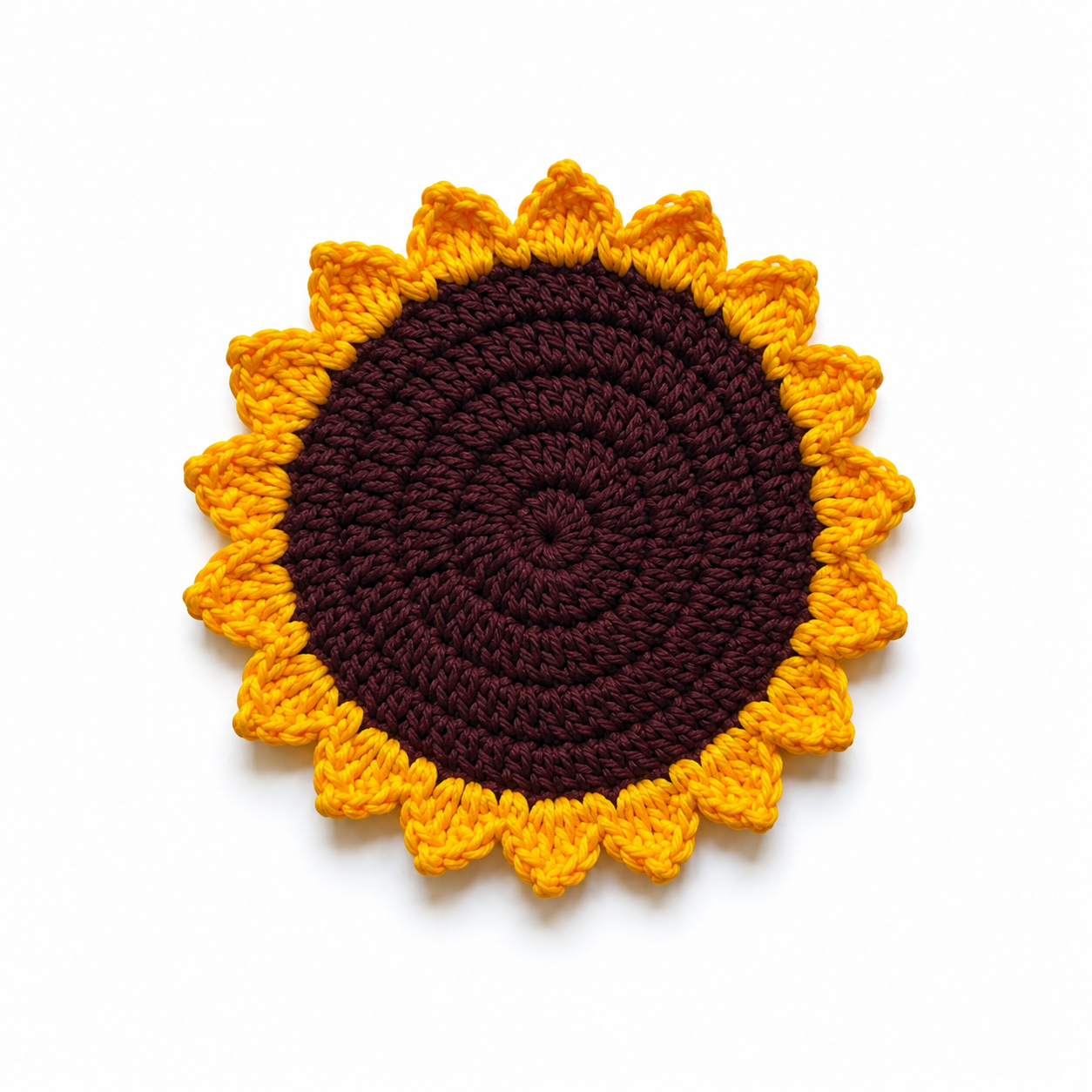 Sunflower Graduated Crochet Coaster & Trivet Set (7 Pieces)