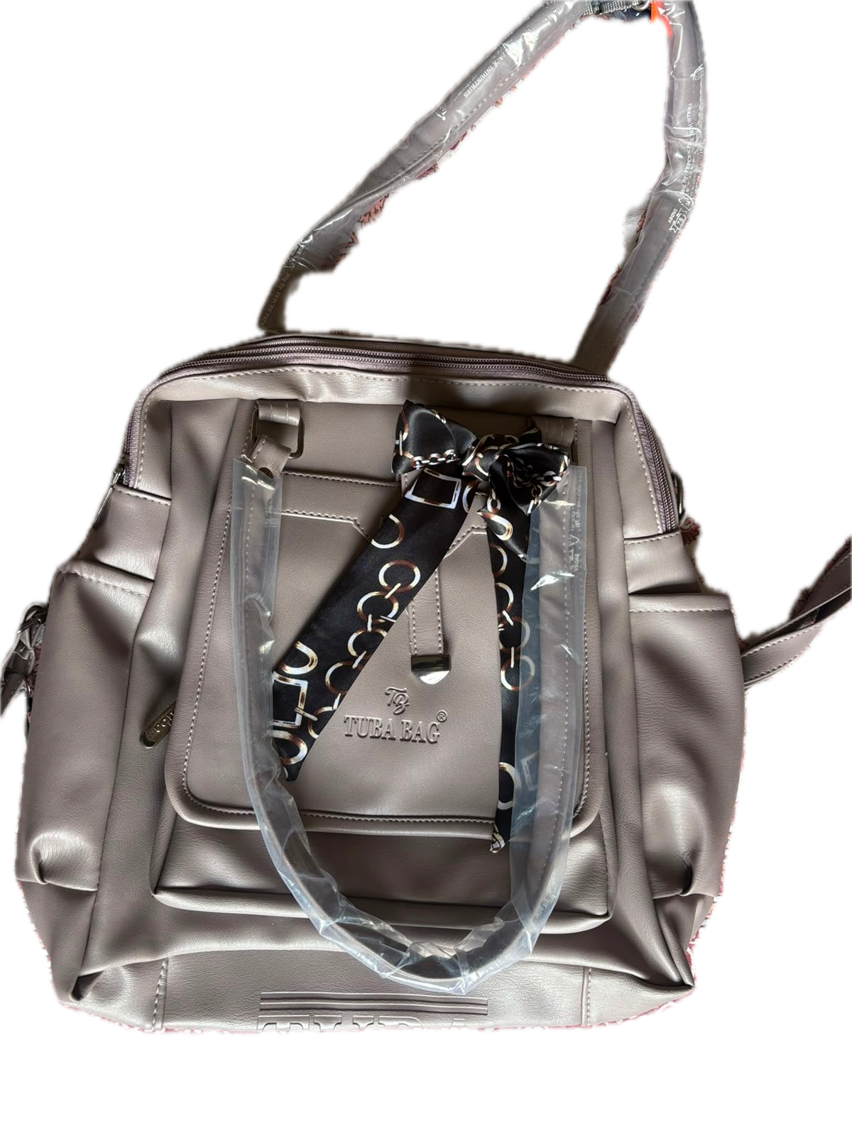 TUBA BAG Premium Women's Leather Tote Handbag with Shoulder Strap - Grey